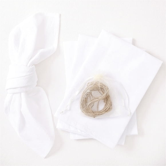 Xiao Hua Servilletas de tela, paquete de 4, 40 x 40 cm, servilletas de algodón blancas para la mesa, lavables, reutilizables (no incluye cuerda de algodón).