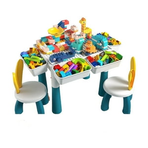 Lubabycas - Mesa De Bloques Didáctica Multifuncional 346 Piezas Y 2 Sillas By Lubabyacs