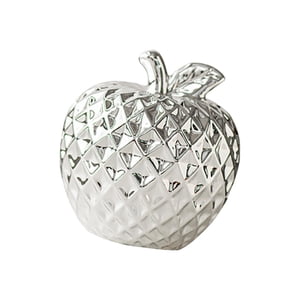 Magideal - Estatua Decorativa De Cerámica De Manzana, Escultura De Fruta Coleccionable, Adorno De Escritorio Para Sala De Estar, Dormitorio, Regalo De Cumpleaños Plata