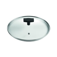 Ghidini - Tapa Vidrio Templado Borde Acero Inox C/Agujero De Vapor 28Cm