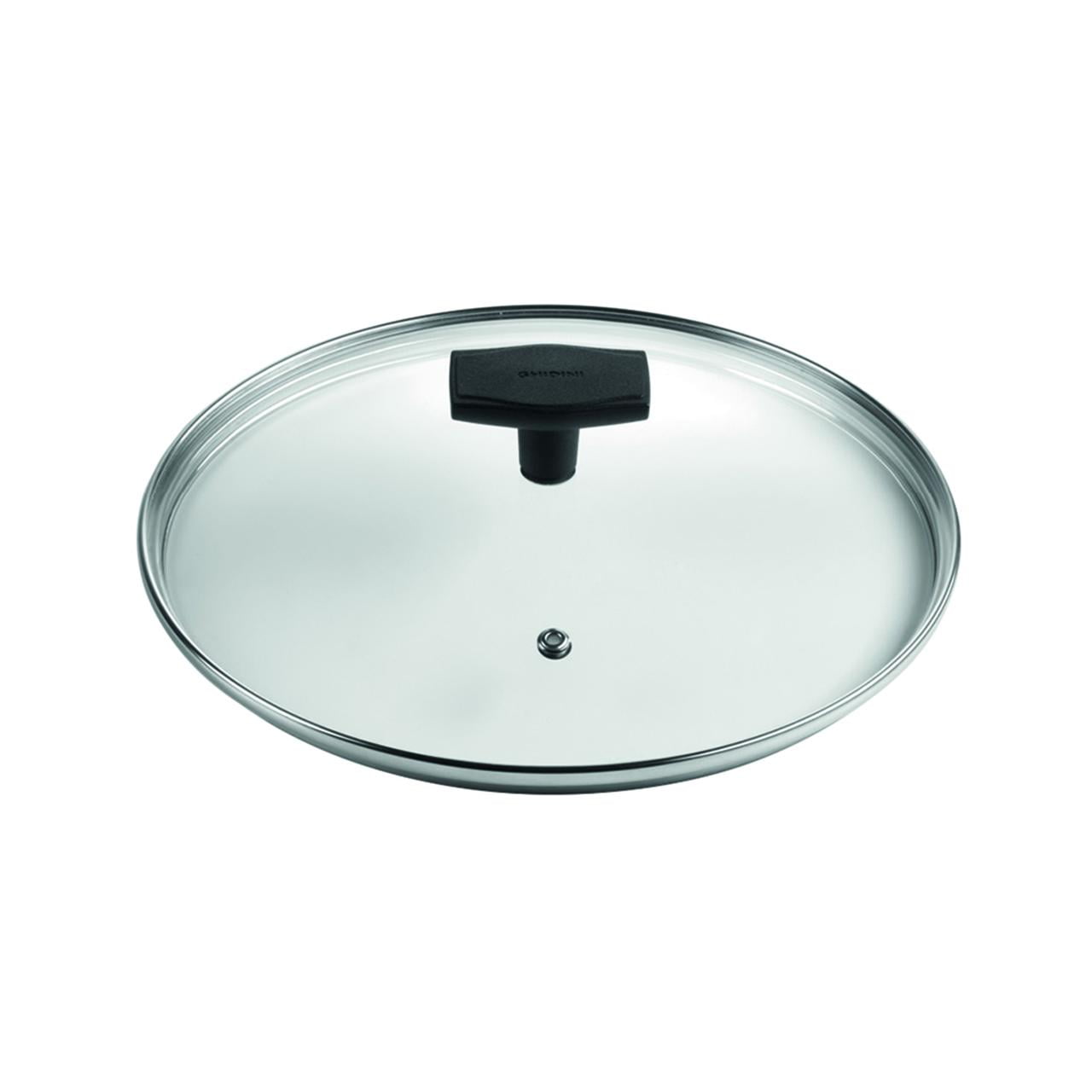 Ghidini - Tapa Vidrio Templado Borde Acero Inox C/agujero De Vapor 28cm