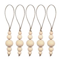 Magideal - 5 Piezas De Cuerda De Yute Con Cuentas De Madera, Cuerda De Cáñamo, Arpillera, Bandeja Escalonada, Decoraciones, Manualidades Para Árboles De Navidad,