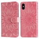thumbnail image 3 of Funda tipo cartera FOXDOCK para iPhone Xs Max , diseño girasol en relieve, cuero PU, cierre magnético, soporte y tarjetero, 3 of 5