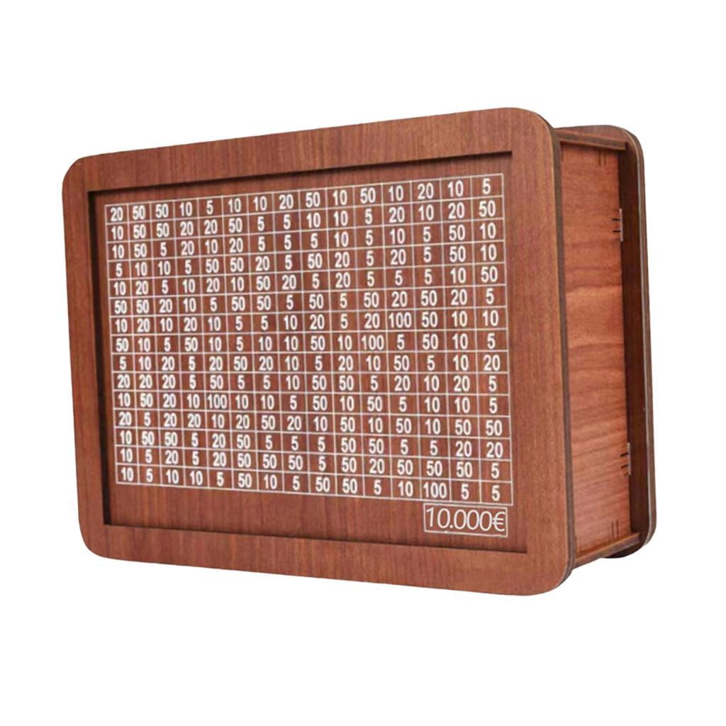 Magideal - Hucha De Madera Con Objetivo De Dinero Y Números, Con Contador Para Manualidades, Estuche De Almacenamiento Portátil, Caja De Ahorro De Dinero Para Ad 10000euros