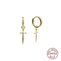 Aretes Heshpaws Dagger Plata S925 Con Broche Diamantado