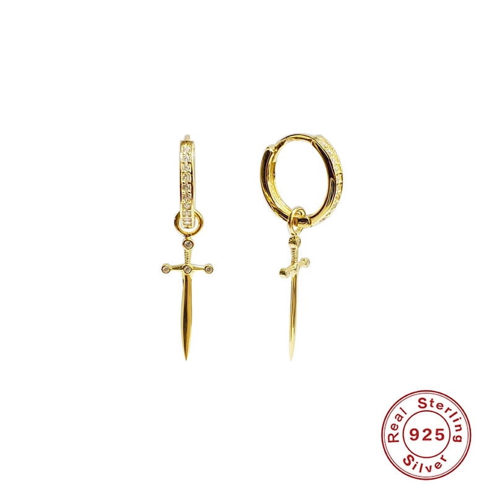 Aretes Heshpaws Dagger Plata S925 Con Broche Diamantado
