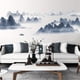 thumbnail image 1 of 4pcs, Chinese Style Sunset Mountain Water Wall Sticker - Decorate Your Home with Elegance and Style, 1 of 2