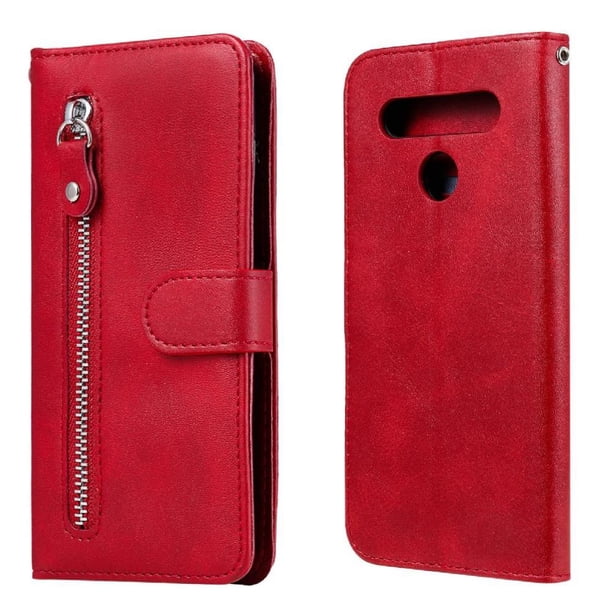 Funda con Cremallera para LG K51S, Carcasa Cartera de Cuero PU con Soporte y Tarjetero