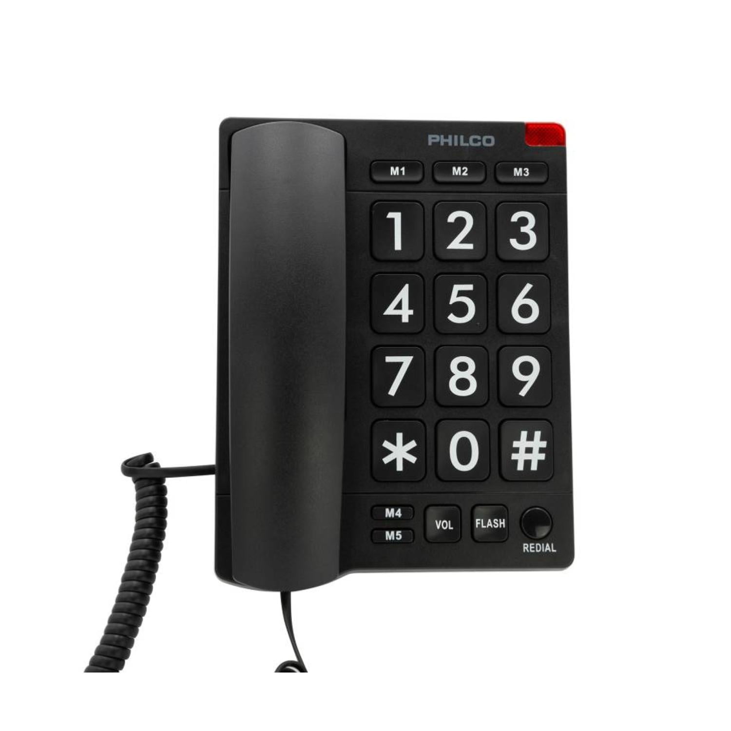 Philco - Telefono Sobre Mesa Botones Grandes Negro Rt170bk