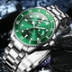 thumbnail image 5 of Reloj OLEVS de lujo de acero inoxidable verde impermeable para hombre, 5 of 9