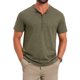 thumbnail image 1 of INSPIRE CHIC Camisa Henley de Manga Corta con Textura Retro para Hombre M Verde Oliva, 1 of 5