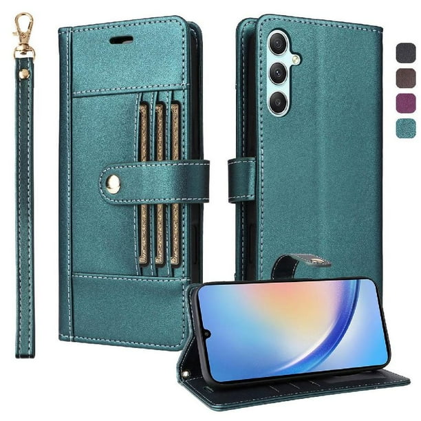 FOXDOCK Funda tipo Cartera para Samsung Galaxy A35 – Cubierta de Cuero PU con Múltiples Ranuras, Bolsillo para Efectivo y Correa de Muñeca