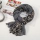 thumbnail image 1 of suxuMhao Bufanda Floral de Moda, Chal/bufanda Arrugado Ligero y Translúcido para Primavera y Otoño, 2 Piezas, Bufanda con Sensación Suave de Seda de Poliéster, 70.87x35.43in, Gris + Negro, Estilo 4, 1 of 2