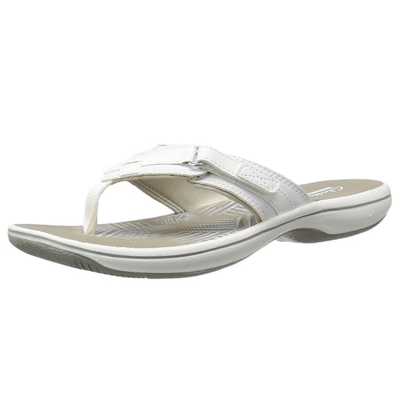 Chancletas Clarks Breeze Sea para mujer, nuevas, blancas, sintéticas