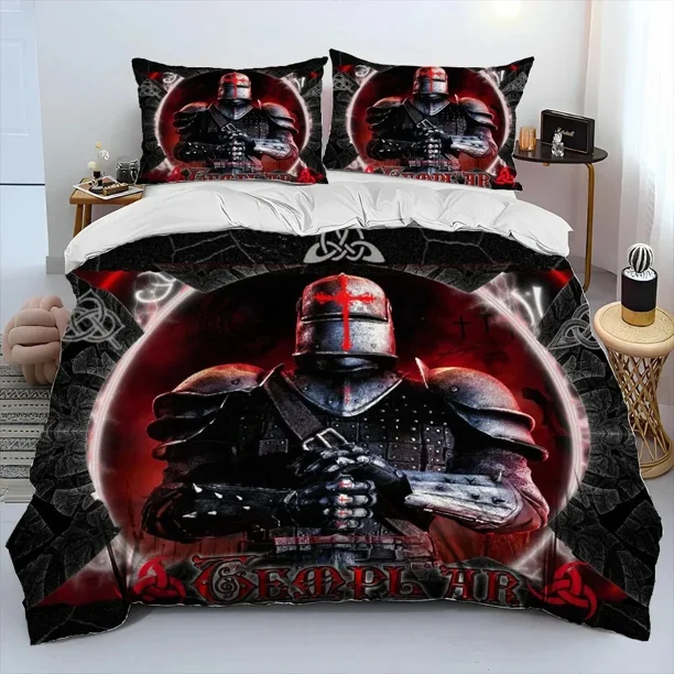 Cavalier Knight Templar Crusaders Bedding Set Duvet Cover Bed Set Quilt Cover Pillowcase Comforter Size Boys Adult Bed Sheets