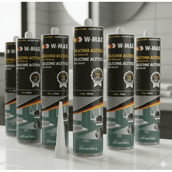 Silicona Acética Gris 280 Ml. Antihongos W-max By Wurth 6 Unidades