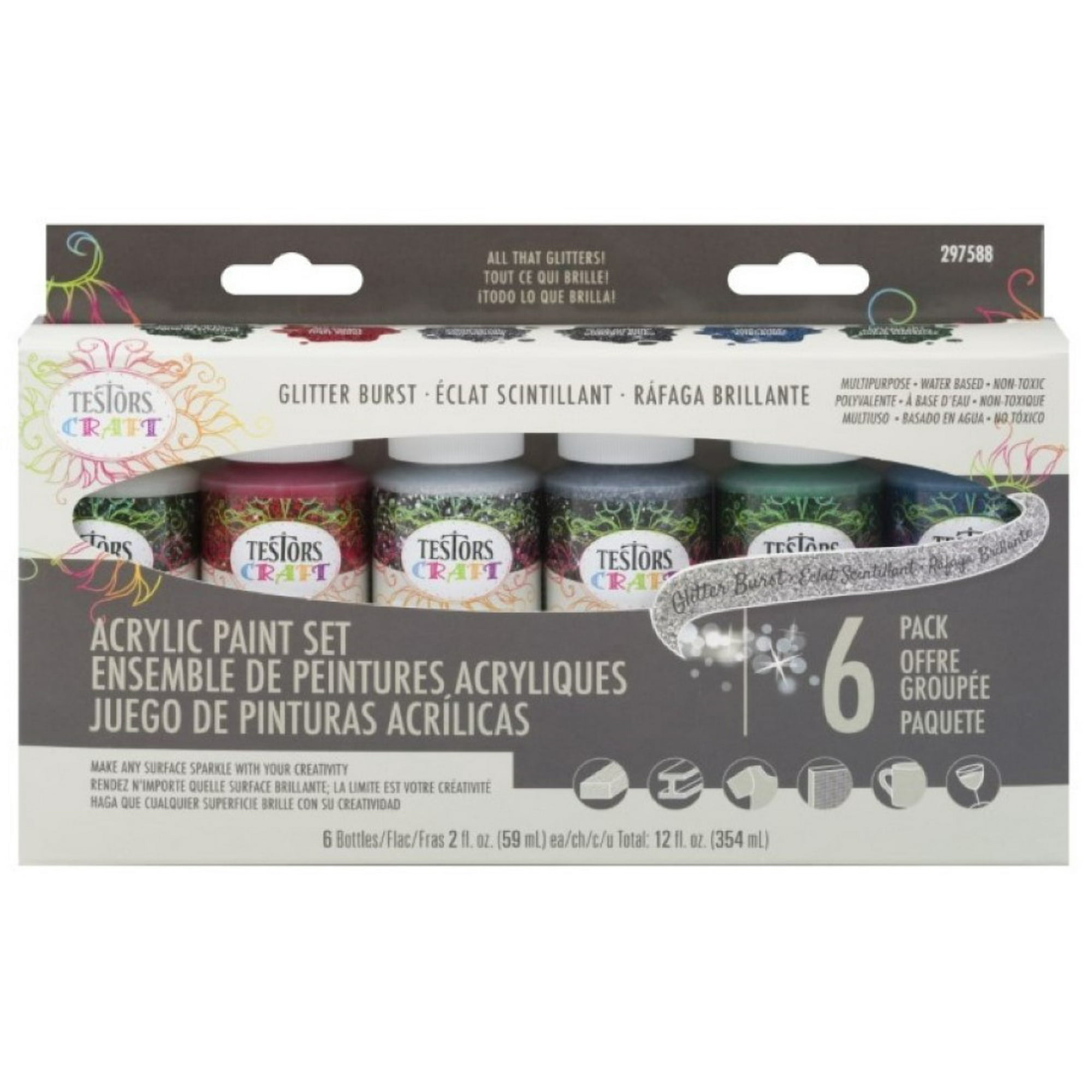 Testors - Set De 6 Pinturas Acrílicas Ráfaga Brillante