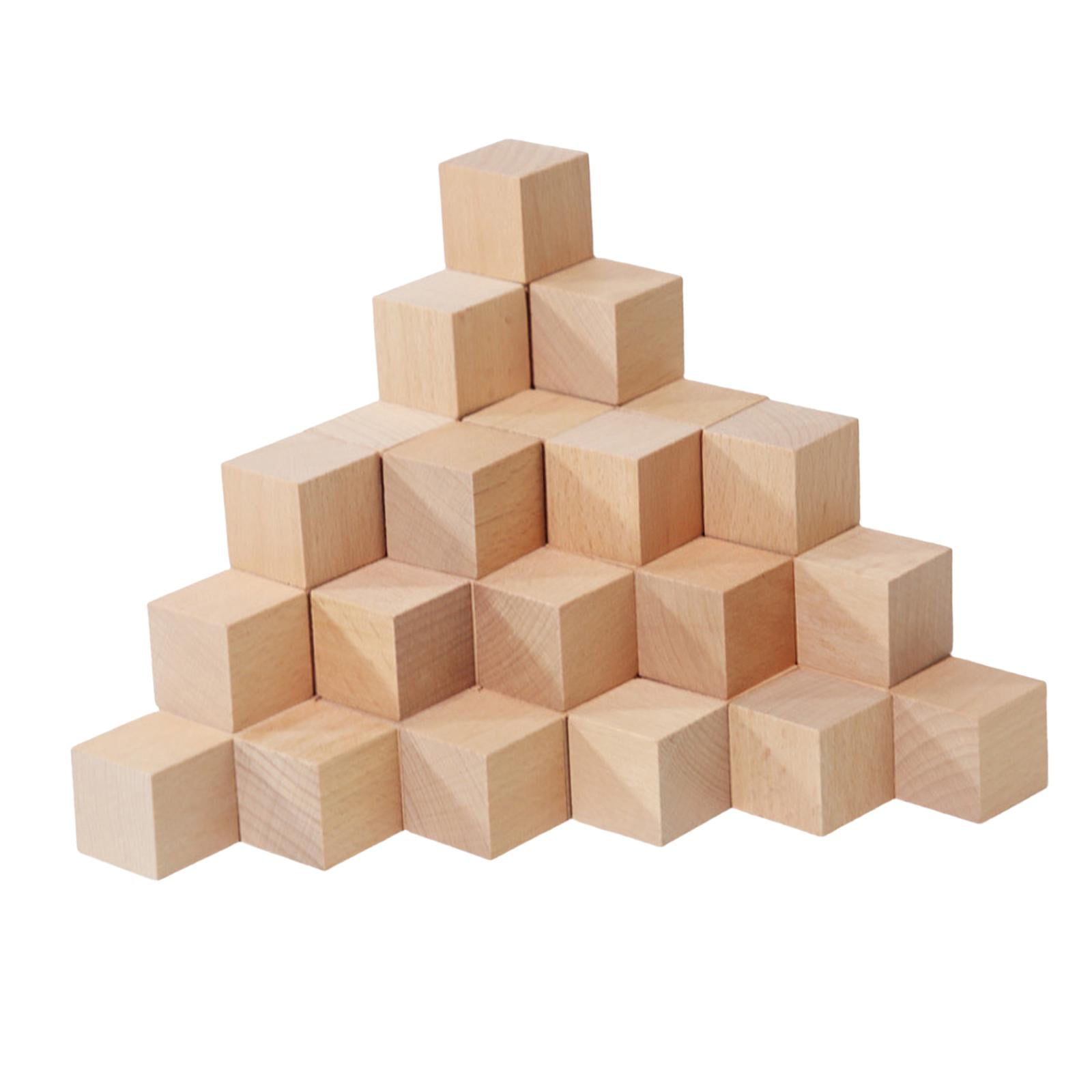 Magideal - 50 Piezas Bloques De Madera Cubos De Conteo Juguetes De Clasificación Y Bloques De Construcción Como Material Didáctico Para La Exploración Práctica Marrón