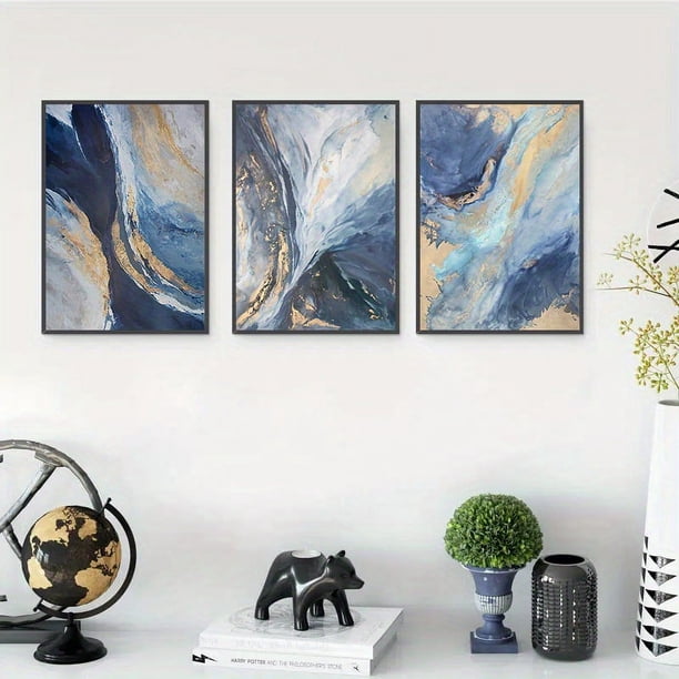 3pcs Gold Luxury Canvas Paintings: Add a Touch of Elegance to Your Home Decor!