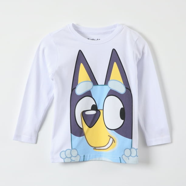 Polera Manga Larga Niño Cara Blanco Bluey