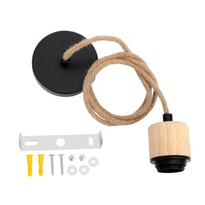 Ioensy - Lámpara Colgante Con Cable E27, Ideal Para Sala De Estar, Bar, Cocina, Madera, Color Negro.