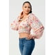 thumbnail image 3 of CC Clothing Blusa Fruncida con Escote en Forma de Corazón y Flores para Mujer, Talla Regular, 3 of 5