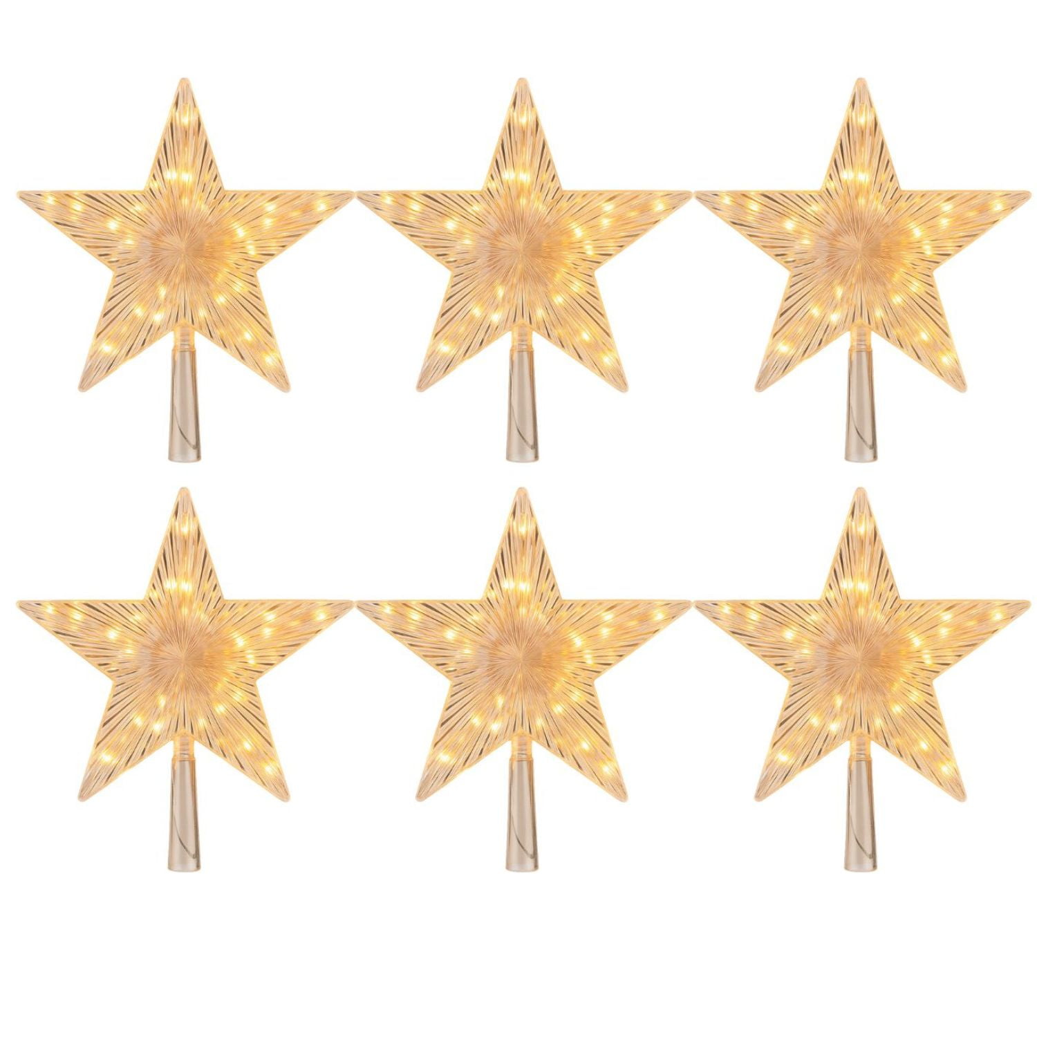 Disparo - Set 6 Estrellas Punta Arbol Calida Navidad A Pila Decoracion