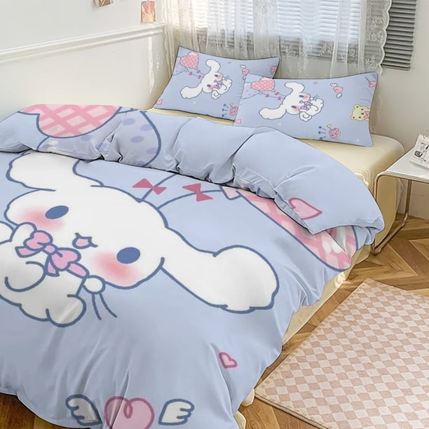 Cute Cinnamoroll Cartoon Duvet Cover Set Bedding Set 1 Duvet Cover And 2 Pillowcases 3D Cartoon Dog Printed Comfortable And Ultra Soft Bed Set Room Decor for Bedroom