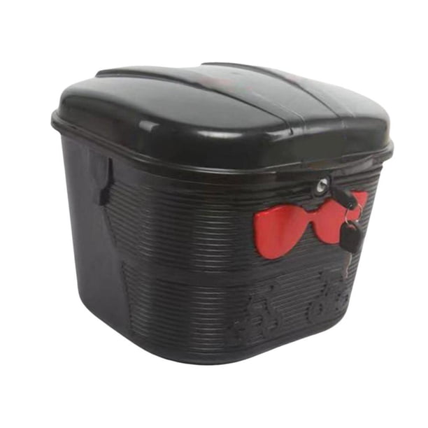Cesta delantera para bicicleta eléctrica, diseño de bloqueo de cesta para bicicleta, estante de carga portátil para conducción al aire libre, ciclismo Negro Rojo