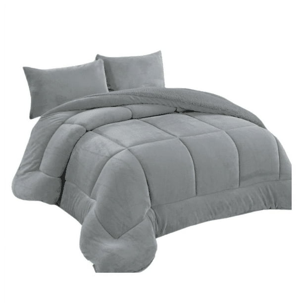 Cobertor Plumón Invierno Liso Cama 2 Plazas Cubre Cama Liso Chiporro Color Gris