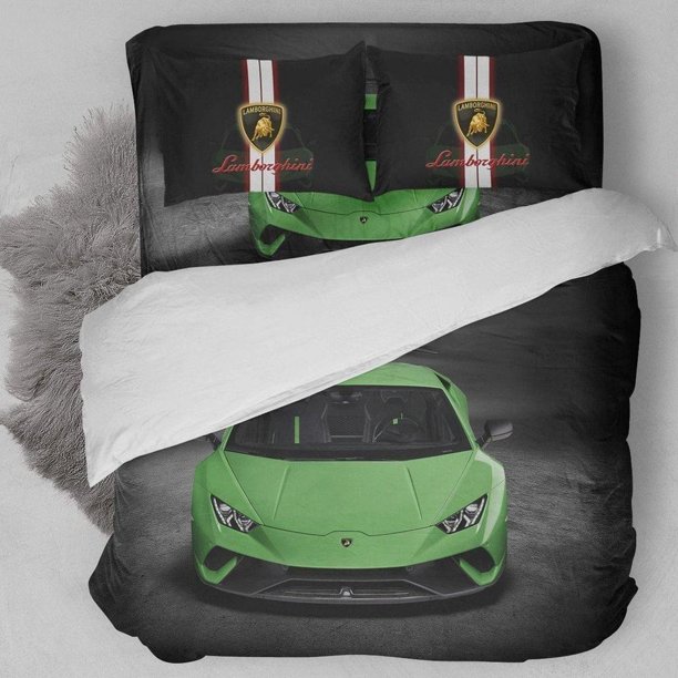 Lamborghini Green Aventador Sv Custom Quilt Duvet Cover Set Bedclothes