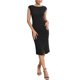 thumbnail image 1 of Vestido Formal Ajustado para Mujer INSPIRE CHIC Sin Mangas Cuello Barco Fruncido Midi Vestidos de Trabajo S Negro, 1 of 5