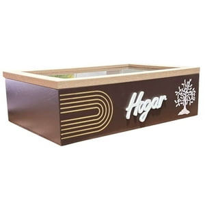Oem - Caja De Té Mediana De Madera 6 Espacios Con Diseños Arbol
