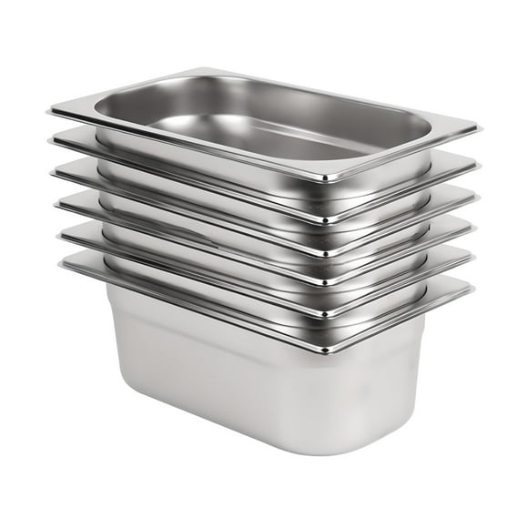 Depósito Gastronómico GN 1/4 x 100 mm Acero Inox. Pack 6 Un.