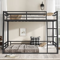 M&Ms - Metal Full Xl Over Queen Bunk Bed For Teens And Adults,Space-Saving/Noise Reduced/No Box Spring Needed,Black