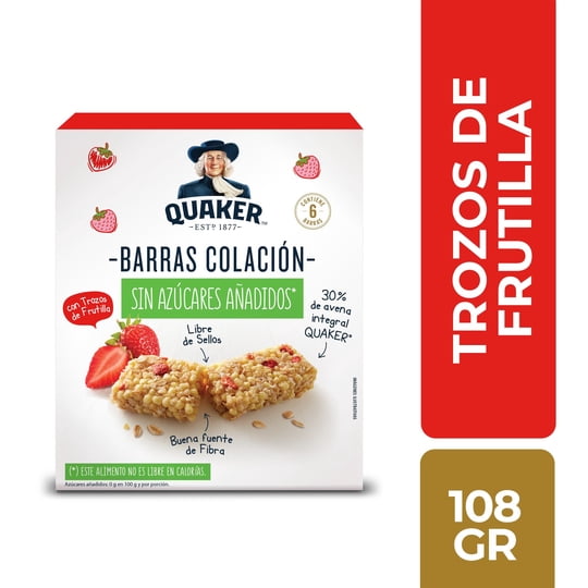 Barra De Cereal Sabor Frutilla 108 g Quaker