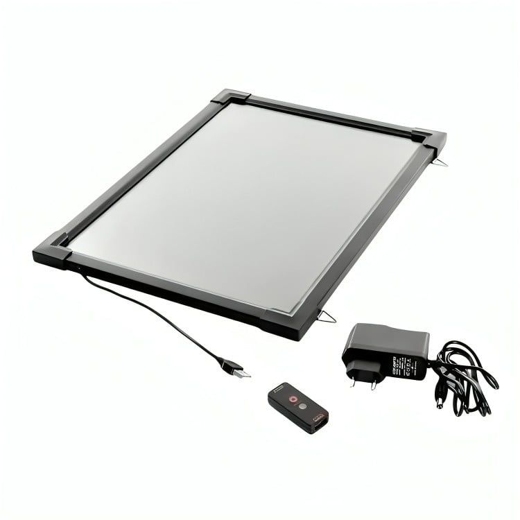 Genérico - Pizarra 60 X 80 Cm Led Luminos + 6 Plumones, Paño Y Control