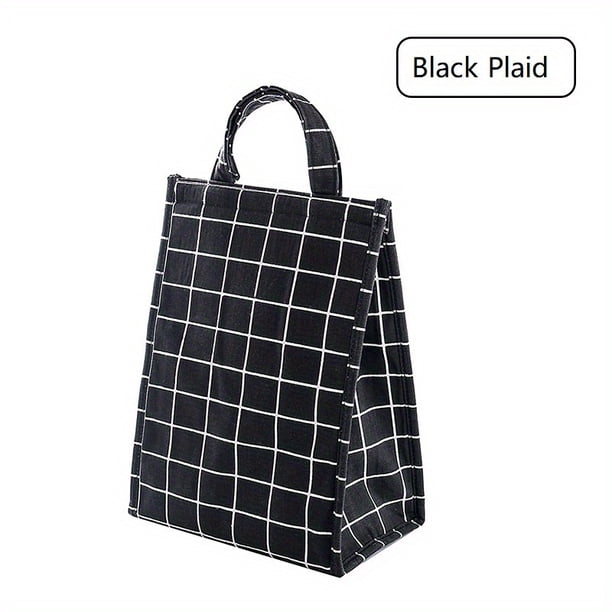 1pc Reusable Lunch Bag, Insulated Lunch Box, Linen Fabric With Aluminum Foil, Lunch Tote Handbag For Women, Men, School, Office