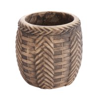Homeessentials - Maceta Trenzada De Cemento Café 13 Cm