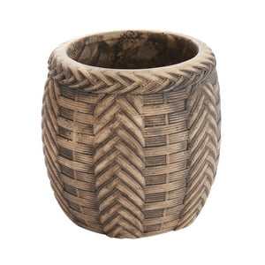 Homeessentials - Maceta Trenzada De Cemento Café 13 Cm