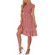 thumbnail image 2 of INSPIRE CHIC Vestido Midi Floral de Rayón para Mujer con Cintura Fruncida, Manga Corta, Ligero, Ajustado y Acampanado para Primavera y Verano Rojo S, 2 of 6