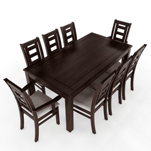 Muebles Insignes - Juego De Comedor Sevilla 8 Sillas Incluye 2 Sitiales Chocolate Mesa 1.8 Rectangular Madera
