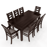 Muebles Insignes - Juego De Comedor Sevilla 8 Sillas Incluye 2 Sitiales Chocolate Mesa 1.8 Rectangular Madera