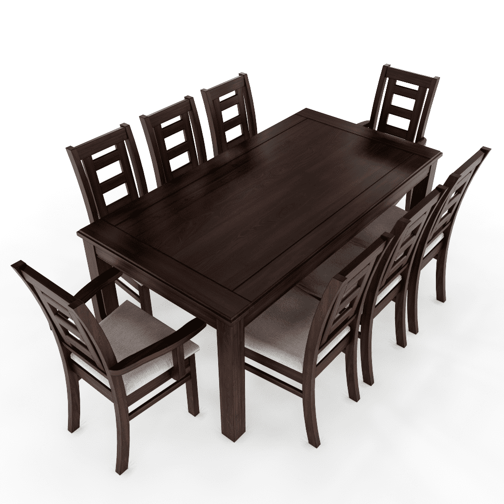 Muebles Insignes - Juego De Comedor Sevilla 8 Sillas Incluye 2 Sitiales Chocolate Mesa 1.8 Rectangular Madera