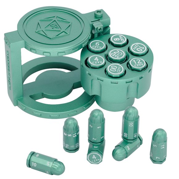 Juego de dados CZYY Metal Polyhedral Bullet 7 con contenedor para revólver