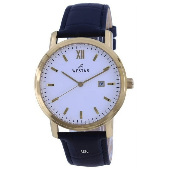 Reloj Westar White Dial Gold Tone Stainless Steel Quartz 50244 GPN 101 Men's Watch
