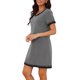 thumbnail image 4 of INSPIRE CHIC Camisón de Manga Corta para Mujer, Vestido de Dormir de Mezcla de Algodón Suave con Ribete en Contraste y Cuello en V para Primavera Verano XL Carbón, 4 of 6