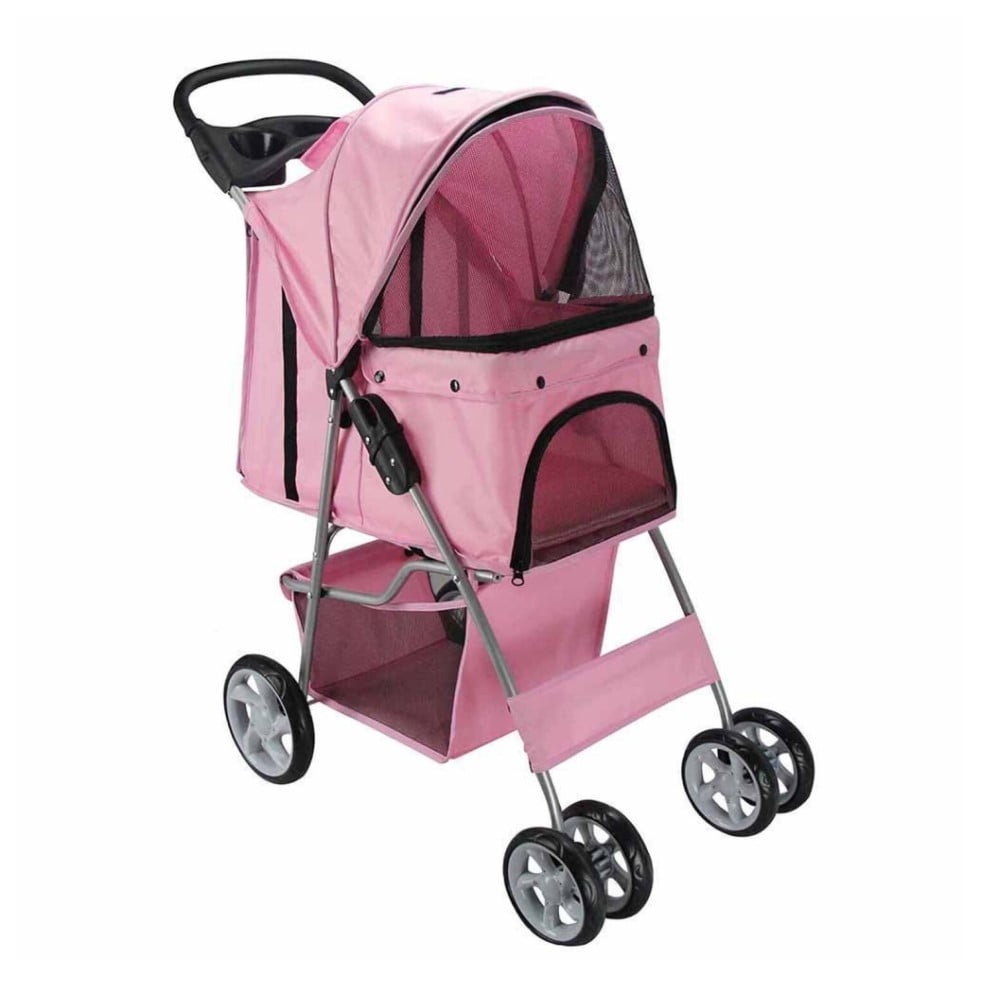 Mundo Online - Coche Paseo Mascota Plegable Portátil 4 Ruedas Rosado