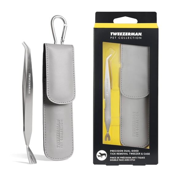 Tweezerman Pinza de precisión de doble punta para extracción de garrapatas con estuche