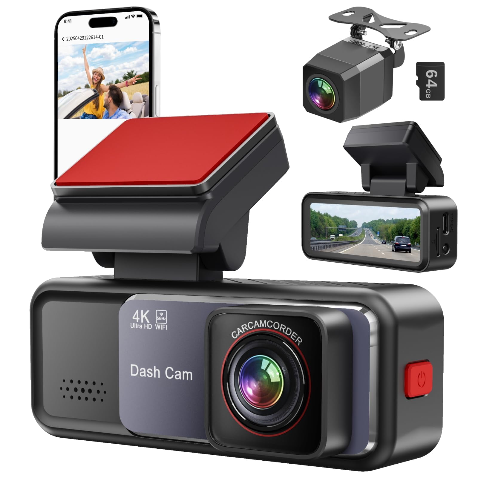 Lgueati - Cámara Para Auto 4k+2k Con Cámara Frontal Y Trasera Wifi Pantalla Ips De 3 2
